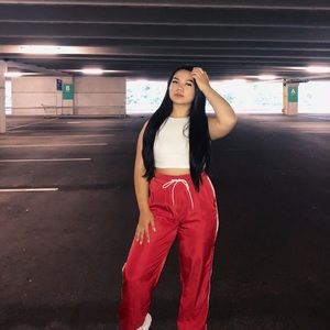 Red Drawstring Trackpants